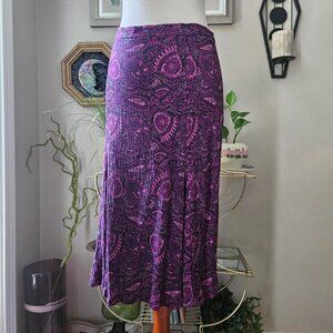 Vtg Jaclyn Smith Medium Purple Midi Skirt Paisley